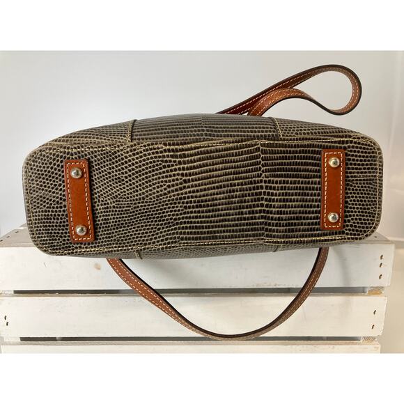 DOONEY & BOURKE LARGE GRAY ANIMAL PRINT LEATHER SHOUDLER BAG - Picture 5 of 15